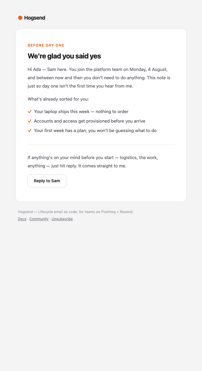 preboarding/manager-welcome email template preview