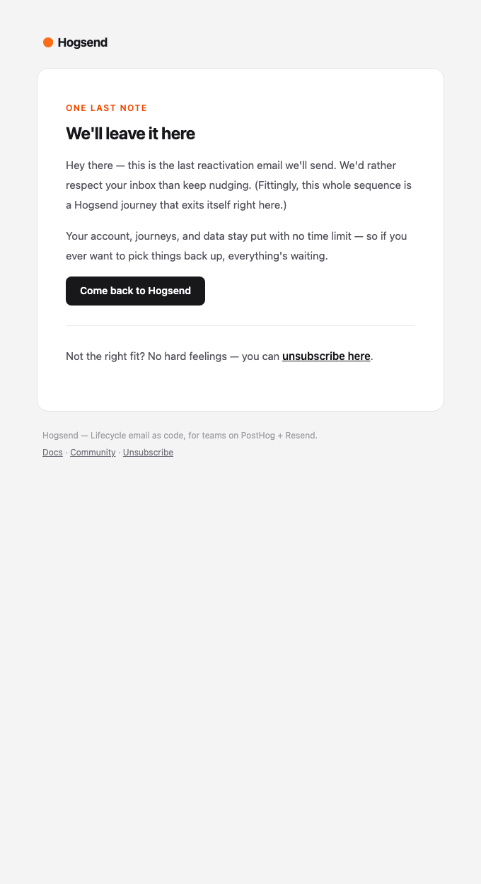 Reactivation — final nudge email template preview