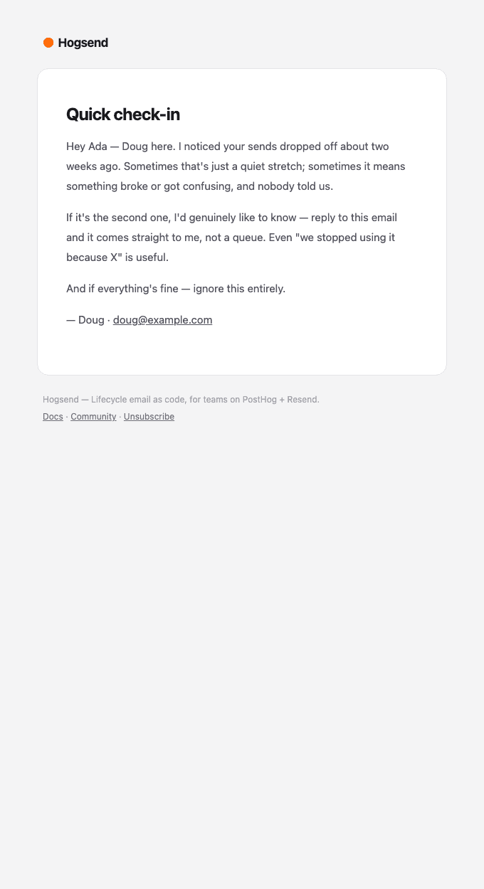 retention/founder-checkin email template preview