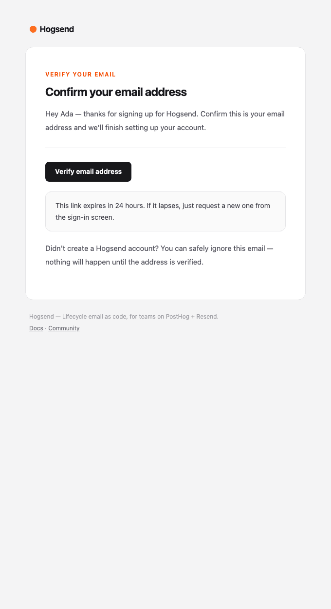 transactional/verify-email email template preview