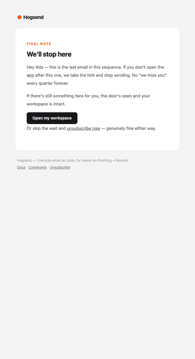 winback/final-note email template preview